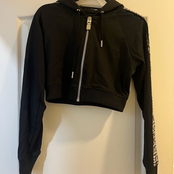Givenchy Black Zip-Up Cropped Hoodie - Picture 1 of 6